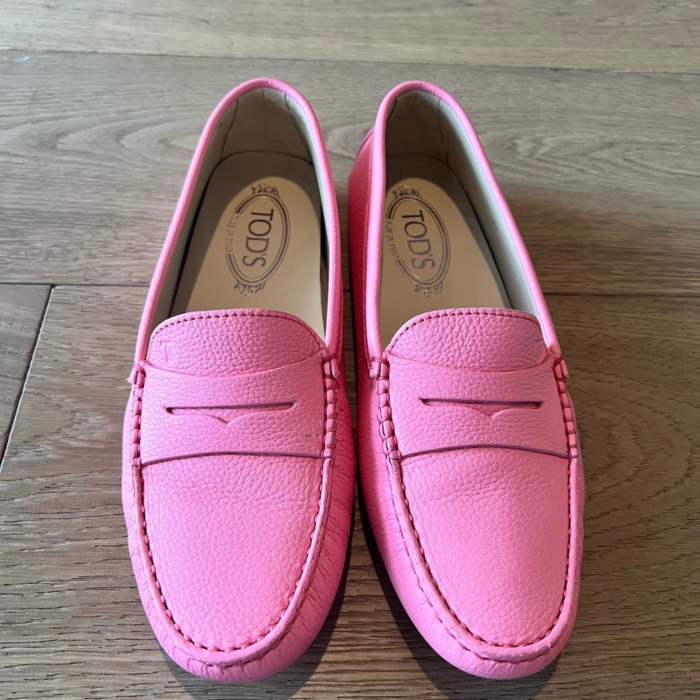 Tod’s Gommino Leather Loafer Shoes Pink 39 Excellent